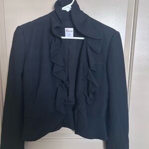 RED Valentino Black Ruffle-Trim Blazer